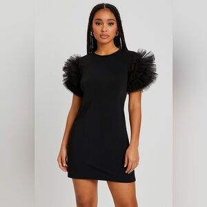 NWT black shirt dress with poof tulle design